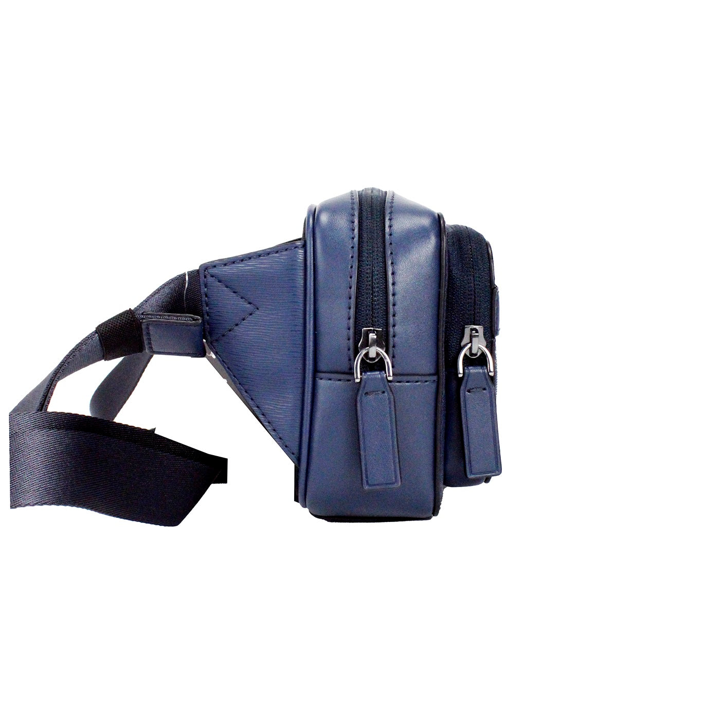 Michael Kors Cooper Small navy blue smooth leather belt bag with double zip